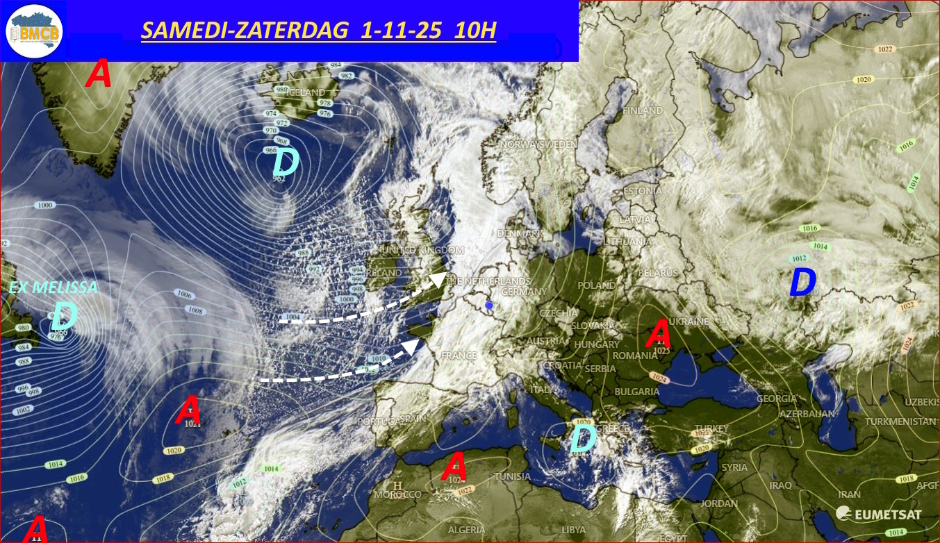 Photo satellite de ce jour (11h) - Sateliet foto van de dag (11u)