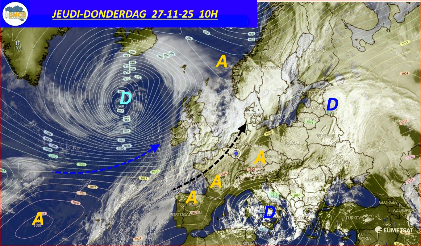 Photo satellite de ce jour (11h) - Sateliet foto van de dag (11u)