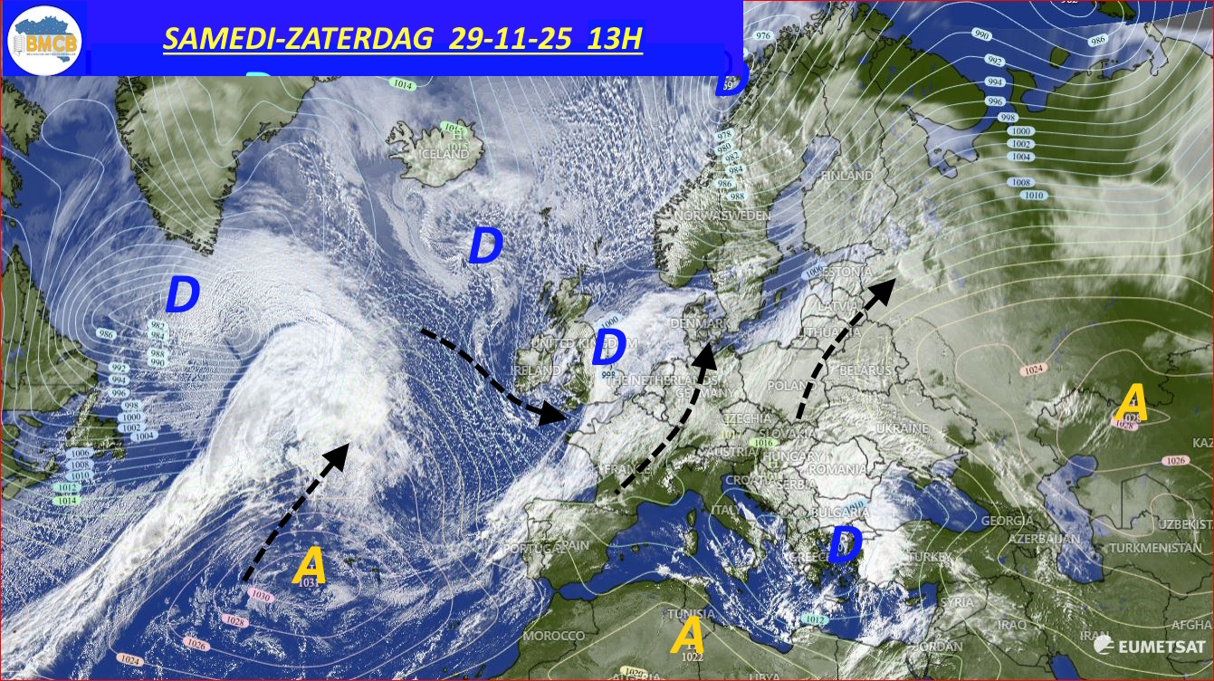 Photo satellite de ce jour (11h) - Sateliet foto van de dag (11u)