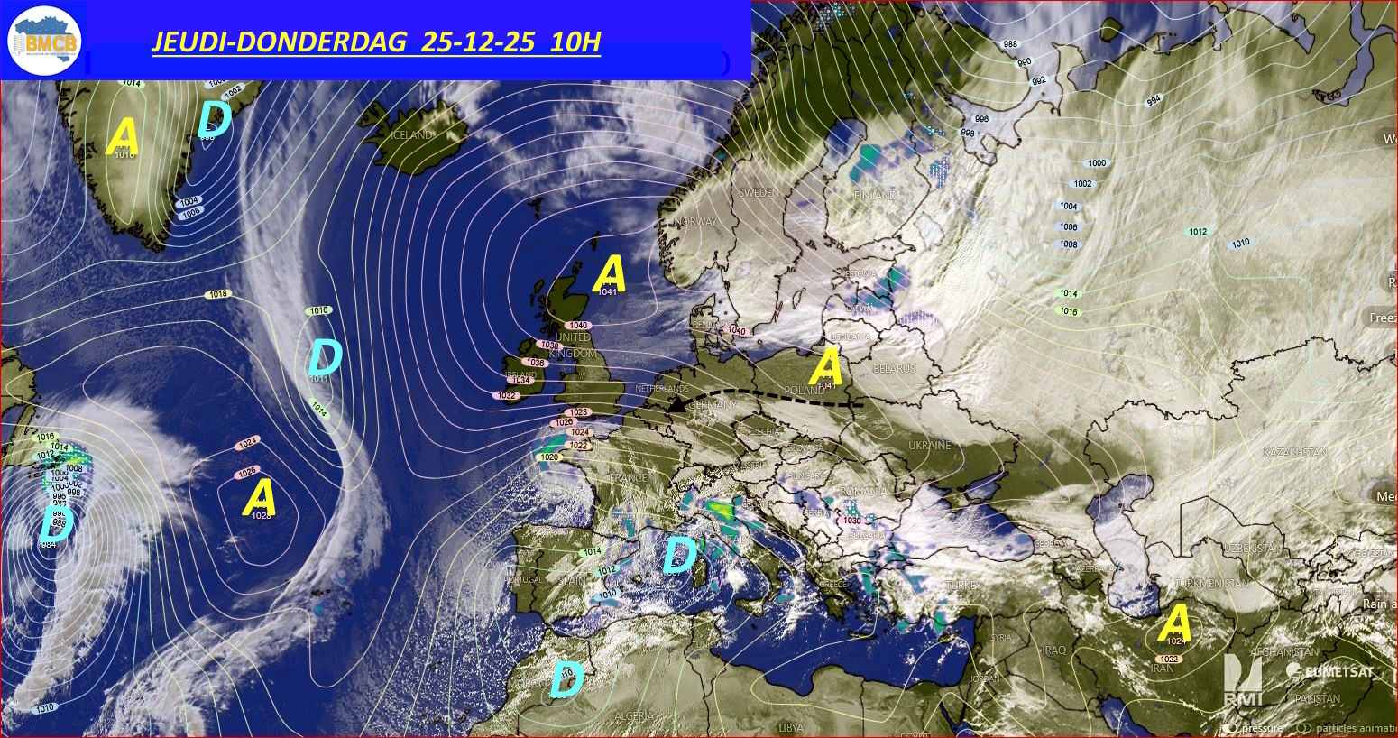 Photo satellite de ce jour (11h) - Sateliet foto van de dag (11u)