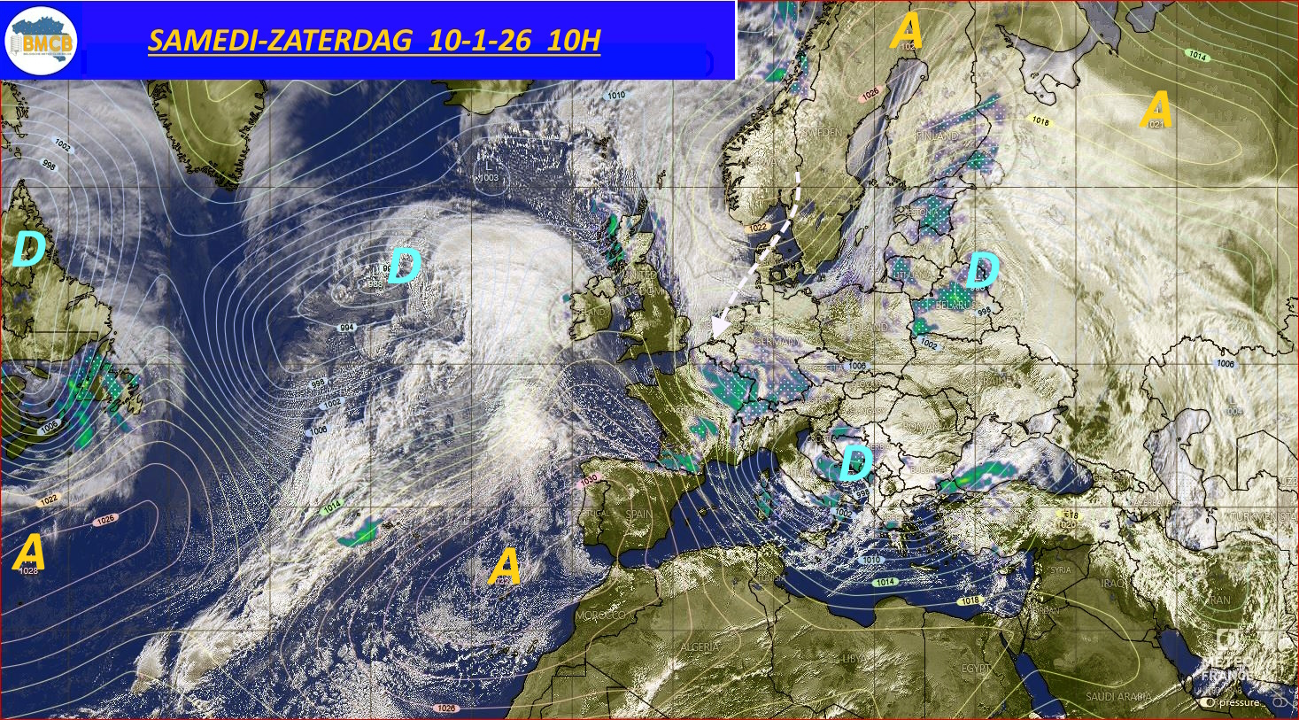 Photo satellite de ce jour (11h) - Sateliet foto van de dag (11u)