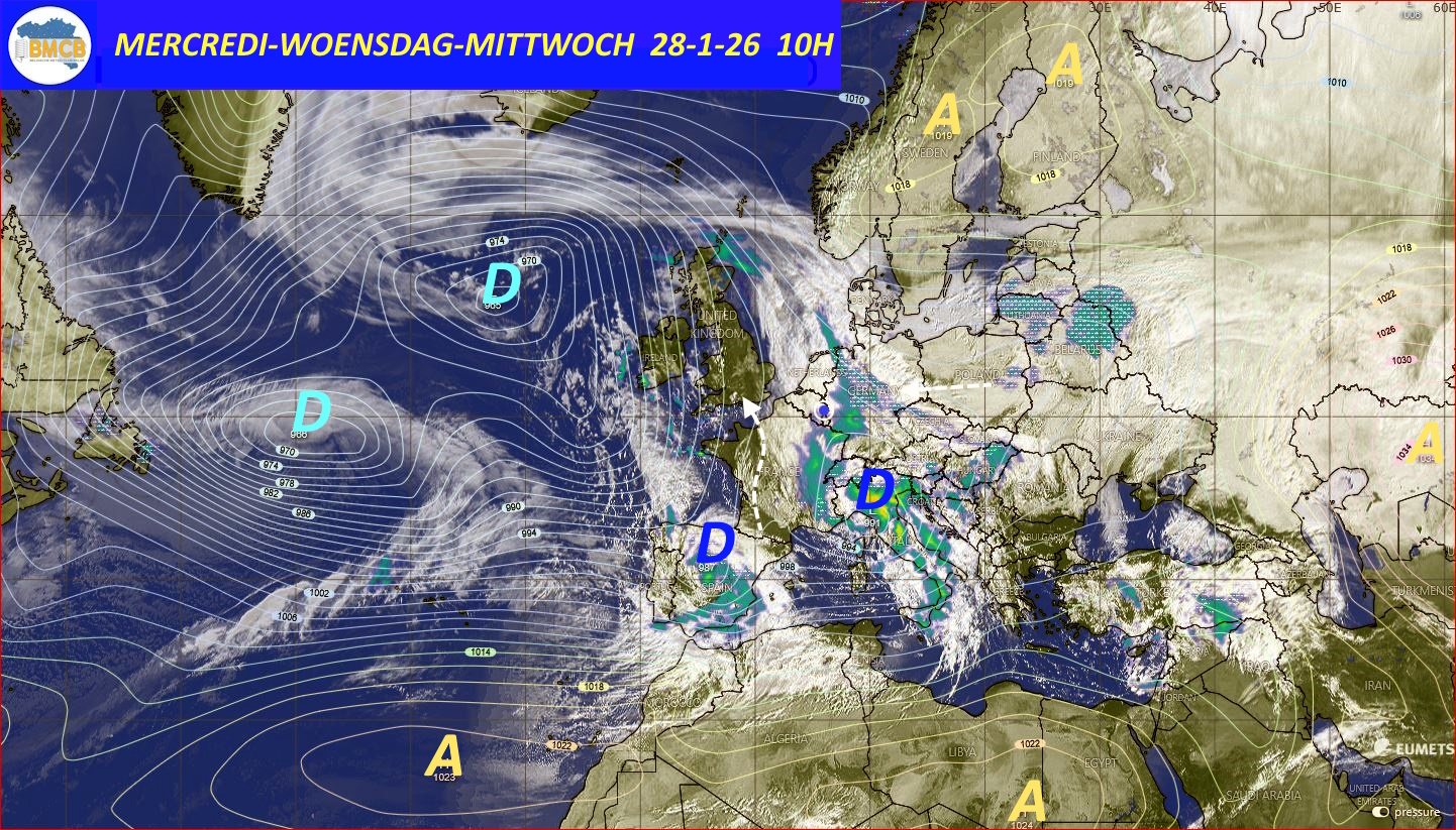 Photo satellite de ce jour (11h) - Sateliet foto van de dag (11u)