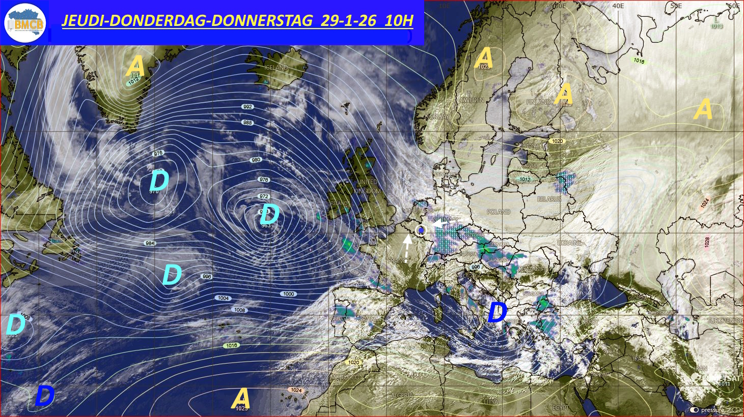 Photo satellite de ce jour (11h) - Sateliet foto van de dag (11u)