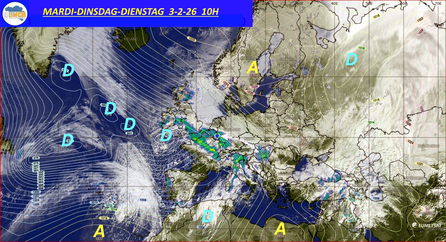 Photo satellite de ce jour (11h) - Sateliet foto van de dag (11u)