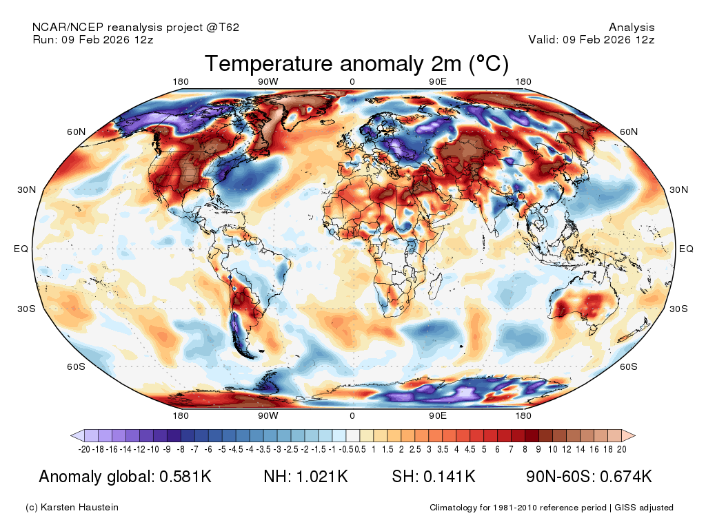 Mean Global Anomaly: +0.58°C