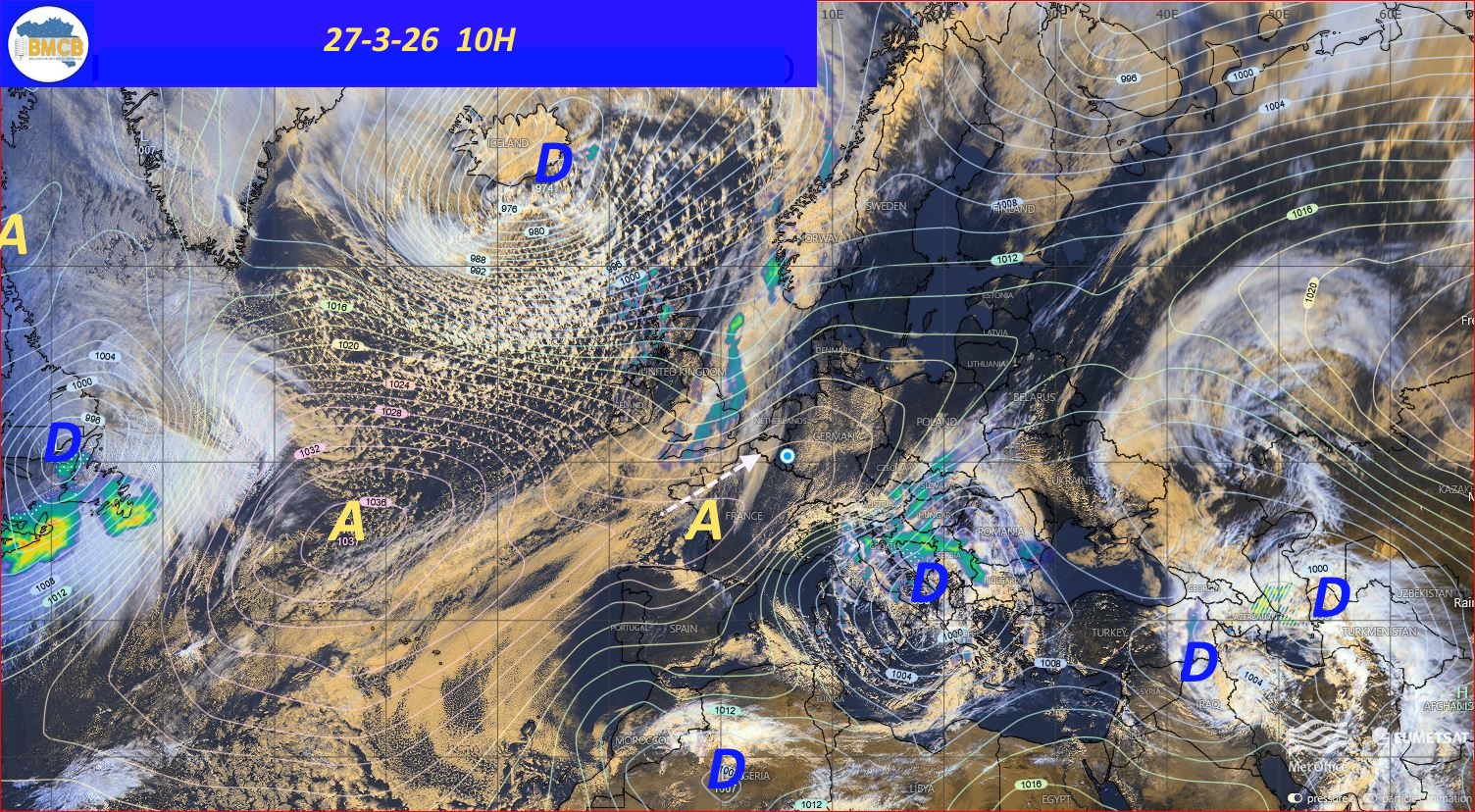 Photo satellite de ce jour (11h) - Sateliet foto van de dag (11u)