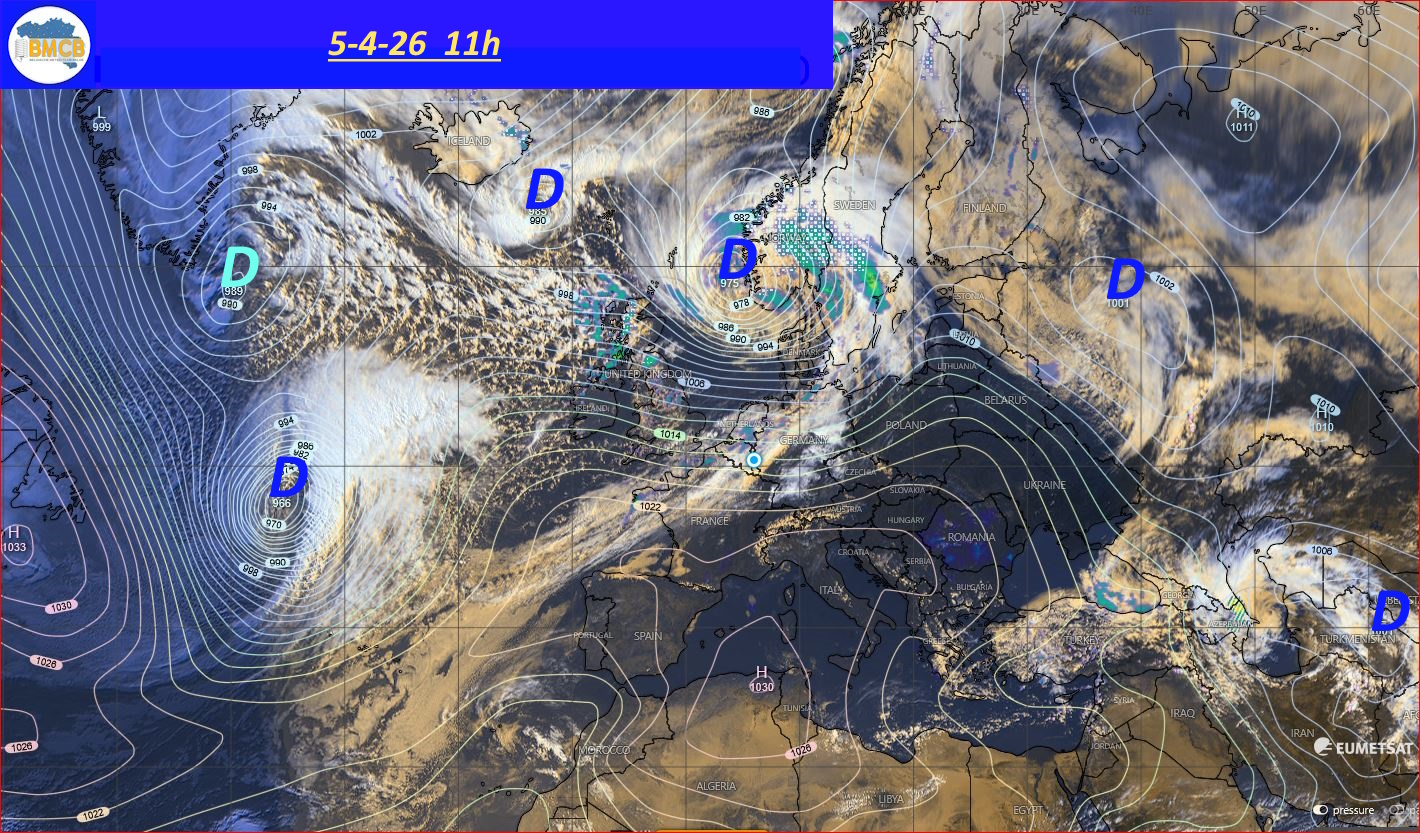 Photo satellite de ce jour (11h) - Sateliet foto van de dag (11u)