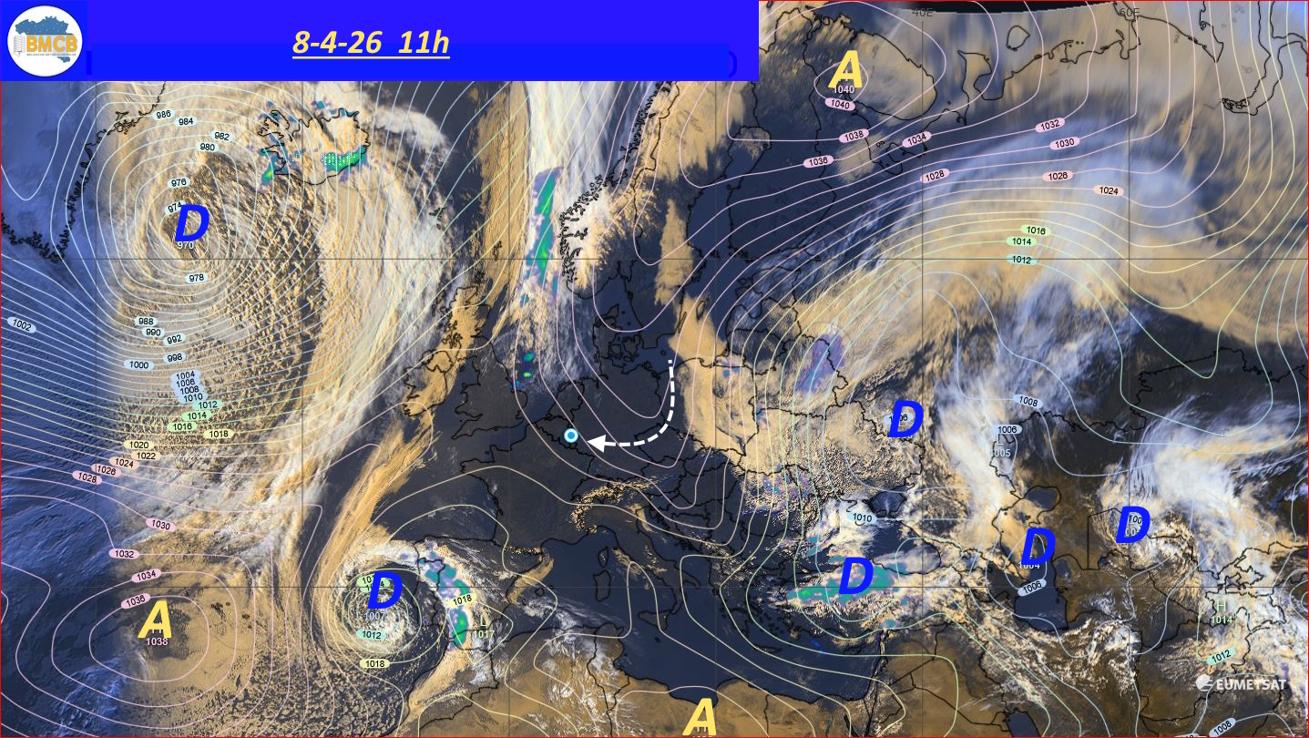 Photo satellite de ce jour (11h) - Sateliet foto van de dag (11u)