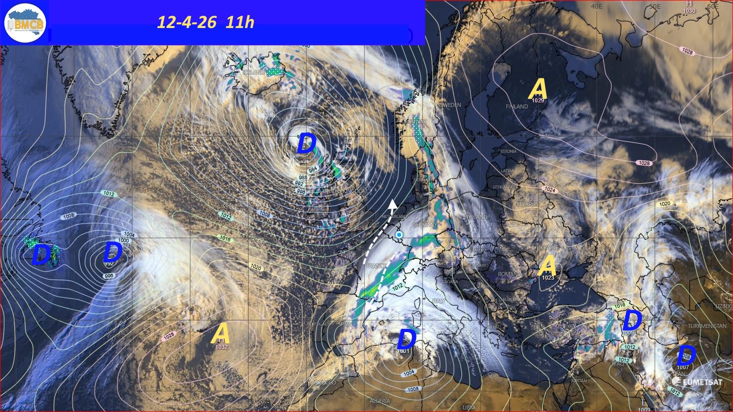 Photo satellite de ce jour (11h) - Sateliet foto van de dag (11u)