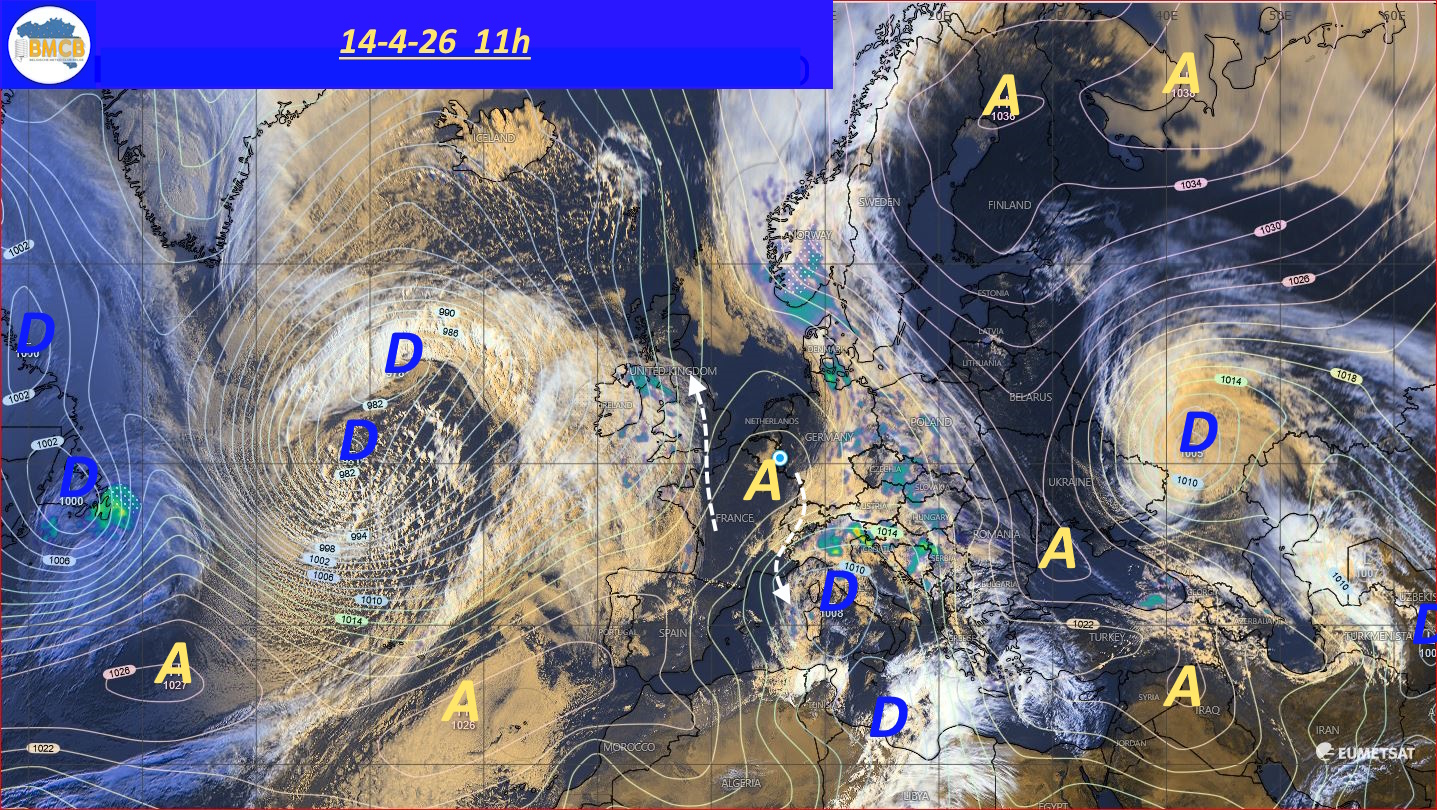 Photo satellite de ce jour (11h) - Sateliet foto van de dag (11u)