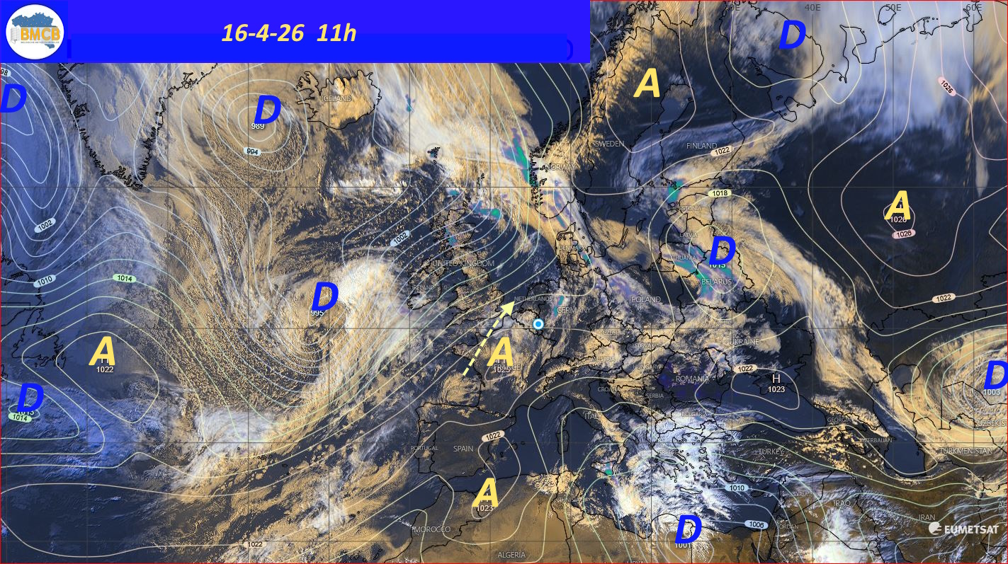 Photo satellite de ce jour (11h) - Sateliet foto van de dag (11u)