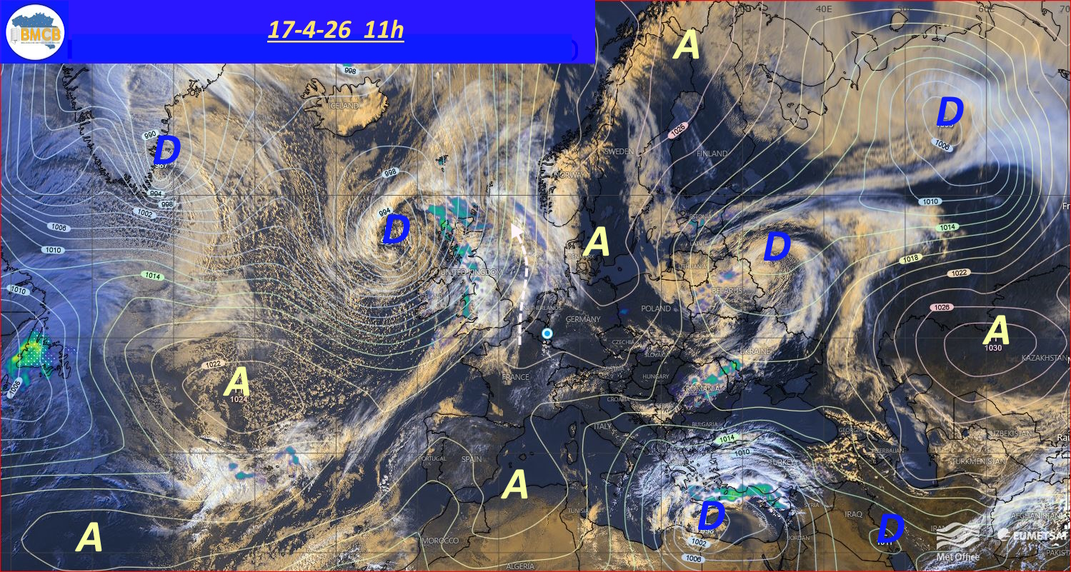 Photo satellite de ce jour (11h) - Sateliet foto van de dag (11u)