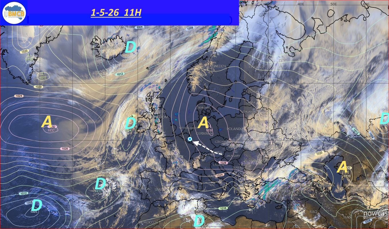 Photo satellite de ce jour (11h) - Sateliet foto van de dag (11u)