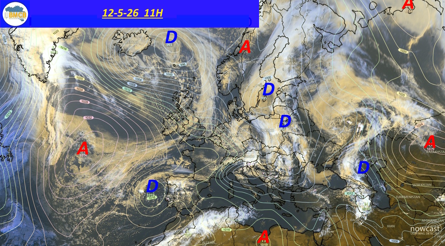 Photo satellite de ce jour (11h) - Sateliet foto van de dag (11u)