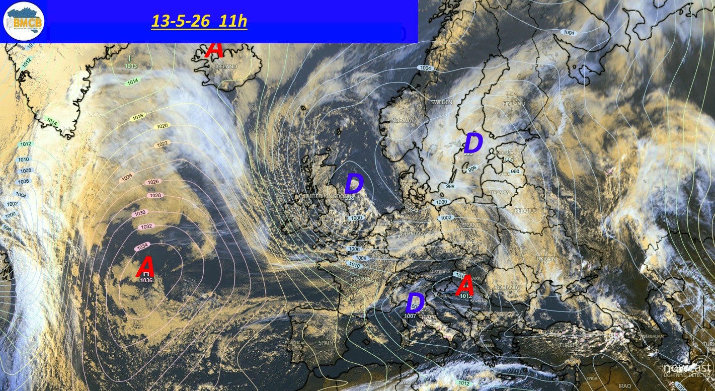 Photo satellite de ce jour (11h) - Sateliet foto van de dag (11u)