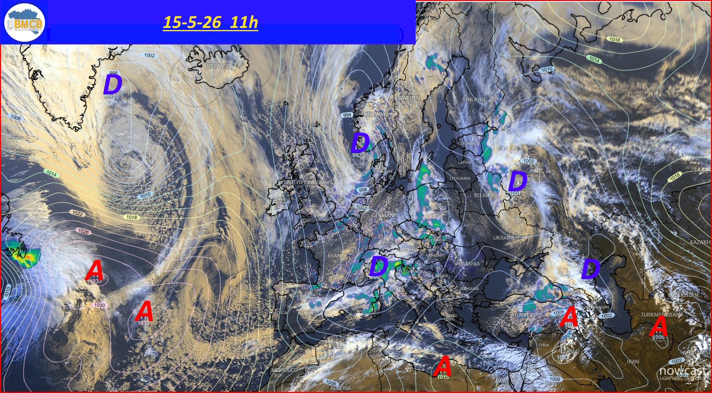 Photo satellite de ce jour (11h) - Sateliet foto van de dag (11u)