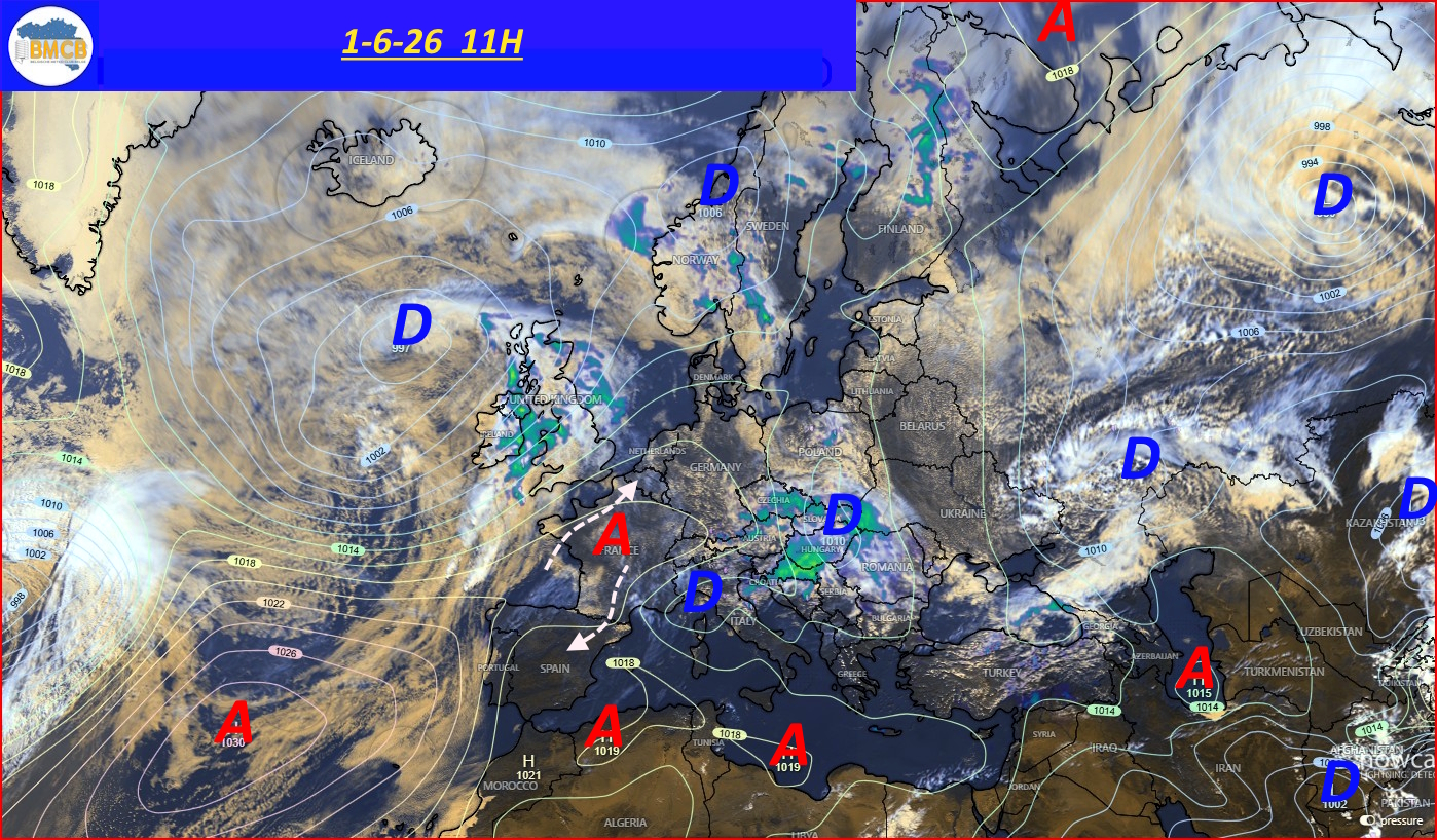 Photo satellite de ce jour (11h) - Sateliet foto van de dag (11u)