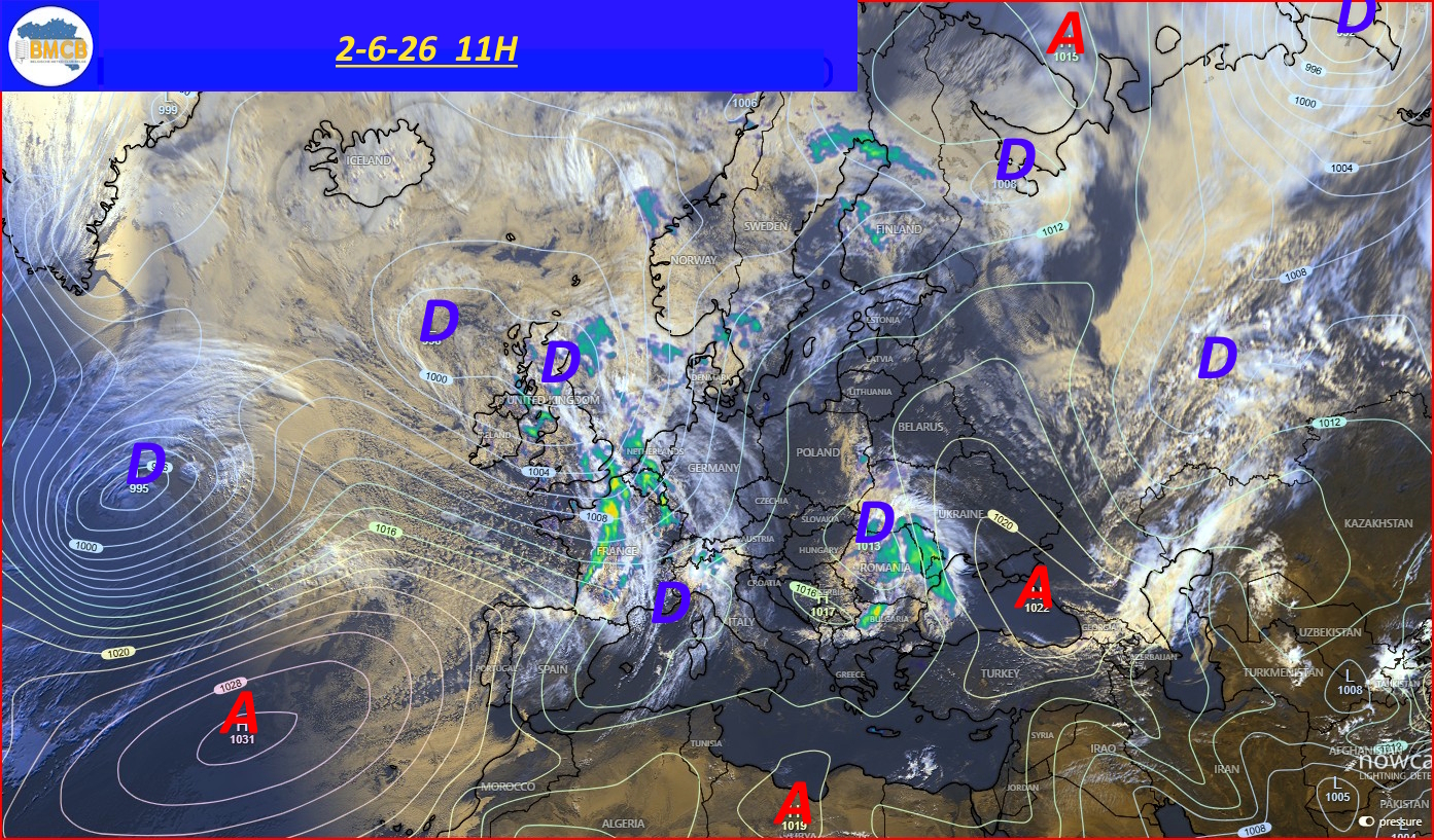 Photo satellite de ce jour (11h) - Sateliet foto van de dag (11u)