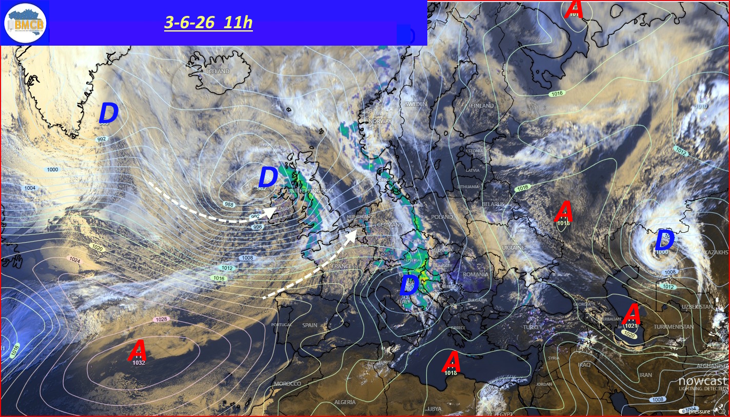 Photo satellite de ce jour (11h) - Sateliet foto van de dag (11u)