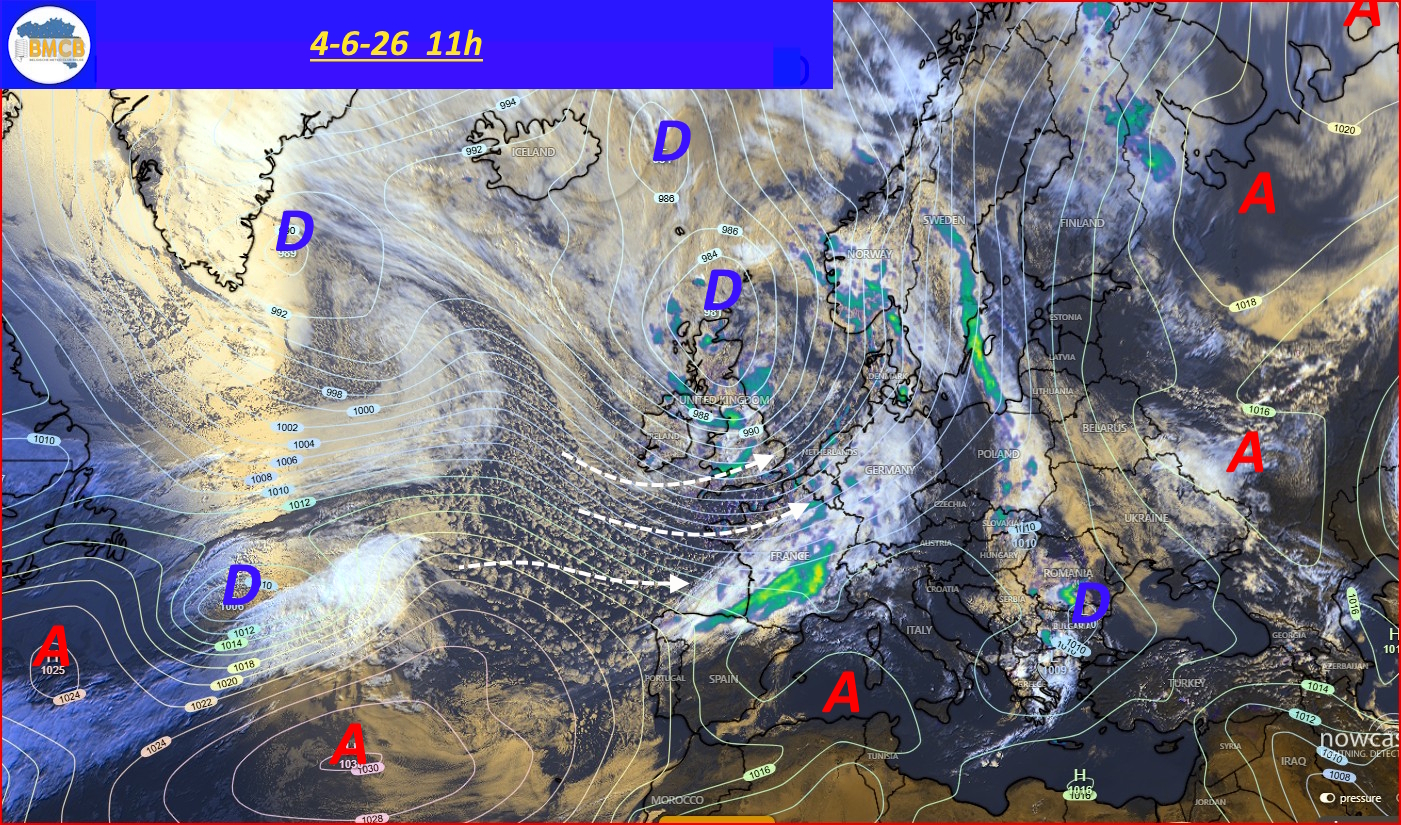 Photo satellite de ce jour (11h) - Sateliet foto van de dag (11u)
