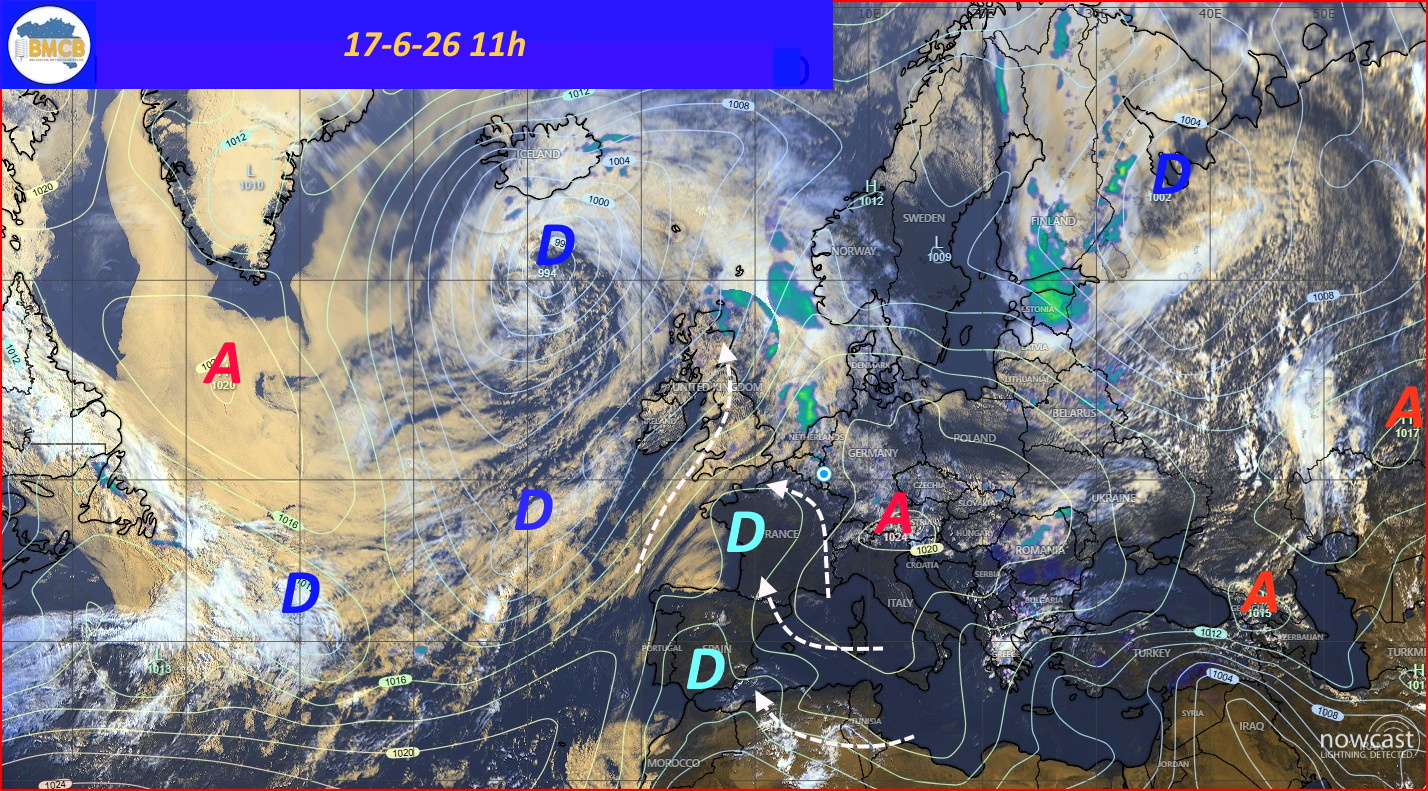Photo satellite de ce jour (11h) - Sateliet foto van de dag (11u)