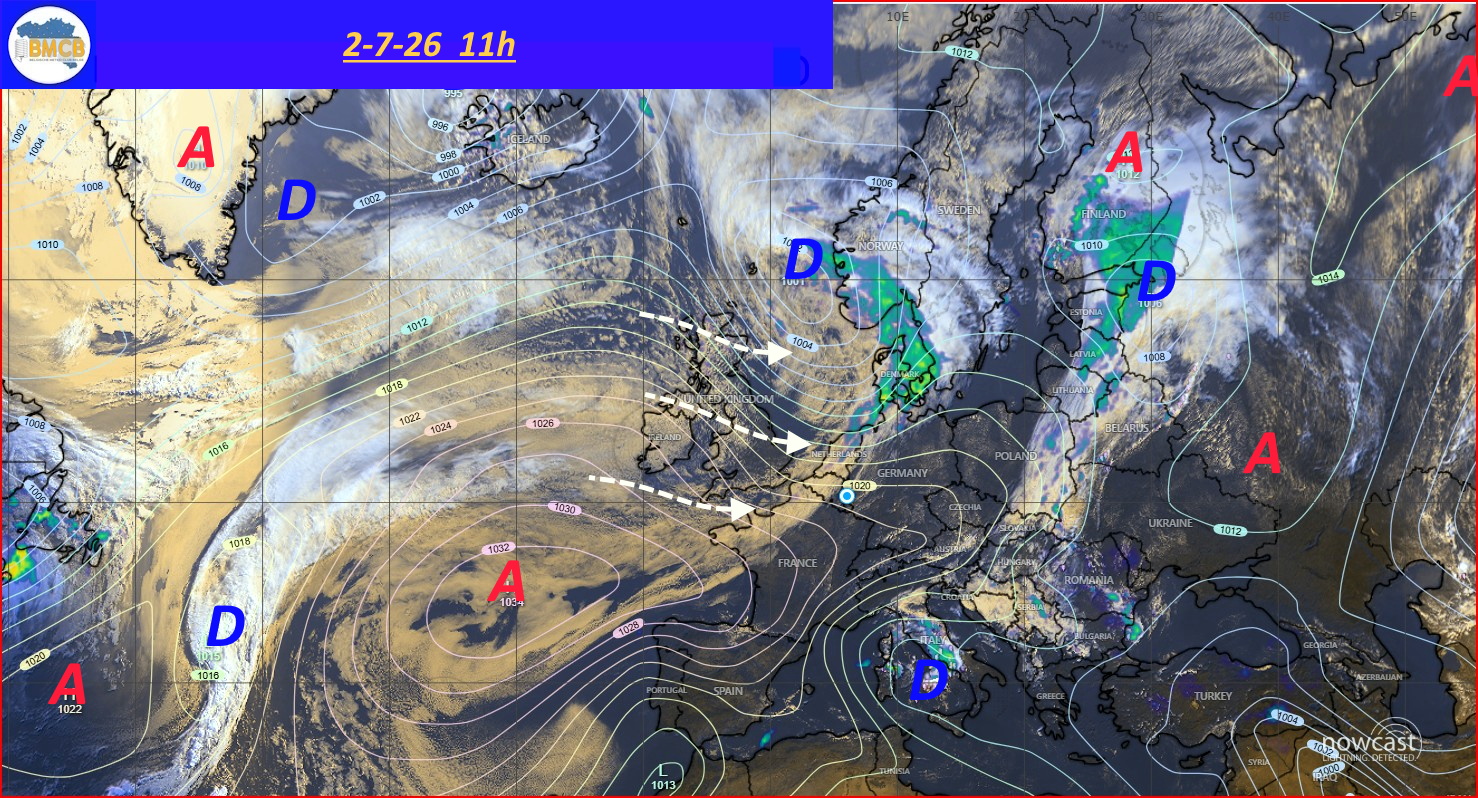 Photo satellite de ce jour (11h) - Sateliet foto van de dag (11u)