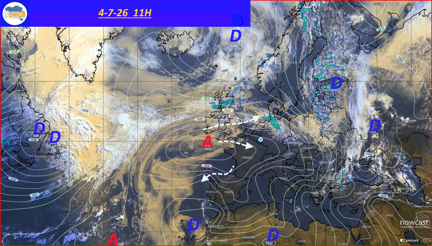 Photo satellite de ce jour (11h) - Sateliet foto van de dag (11u)
