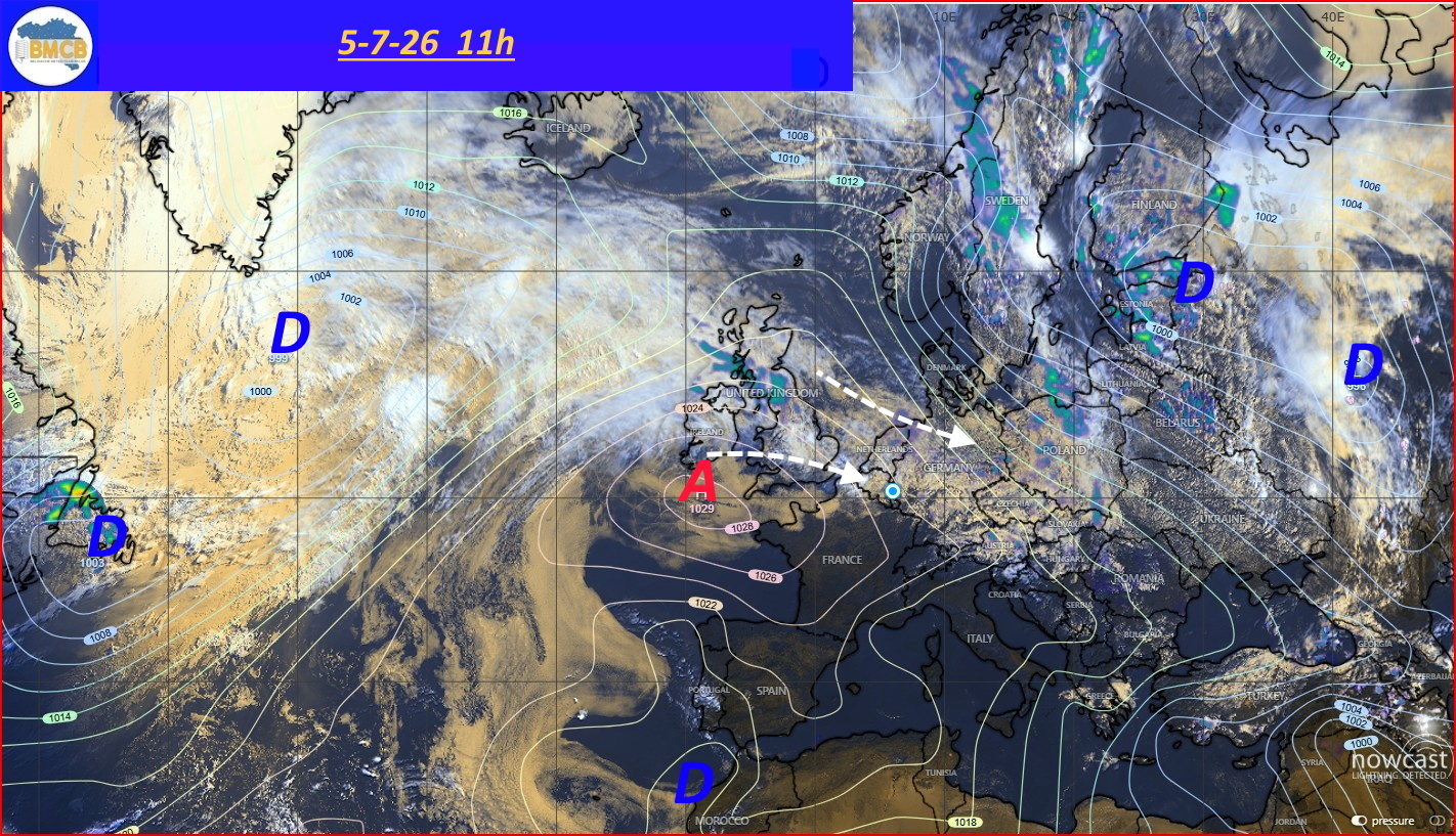 Photo satellite de ce jour (11h) - Sateliet foto van de dag (11u)