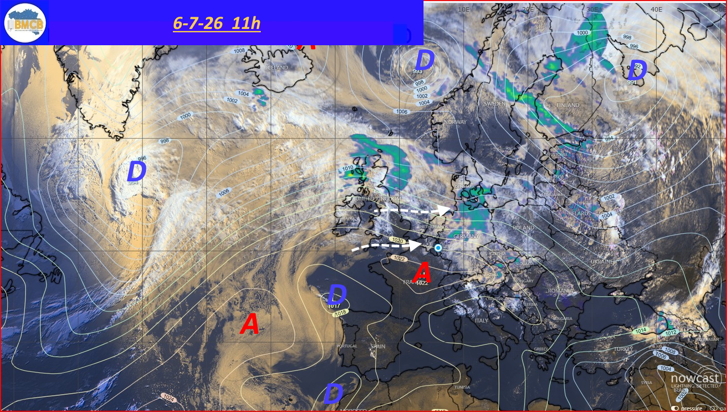 Photo satellite de ce jour (11h) - Sateliet foto van de dag (11u)
