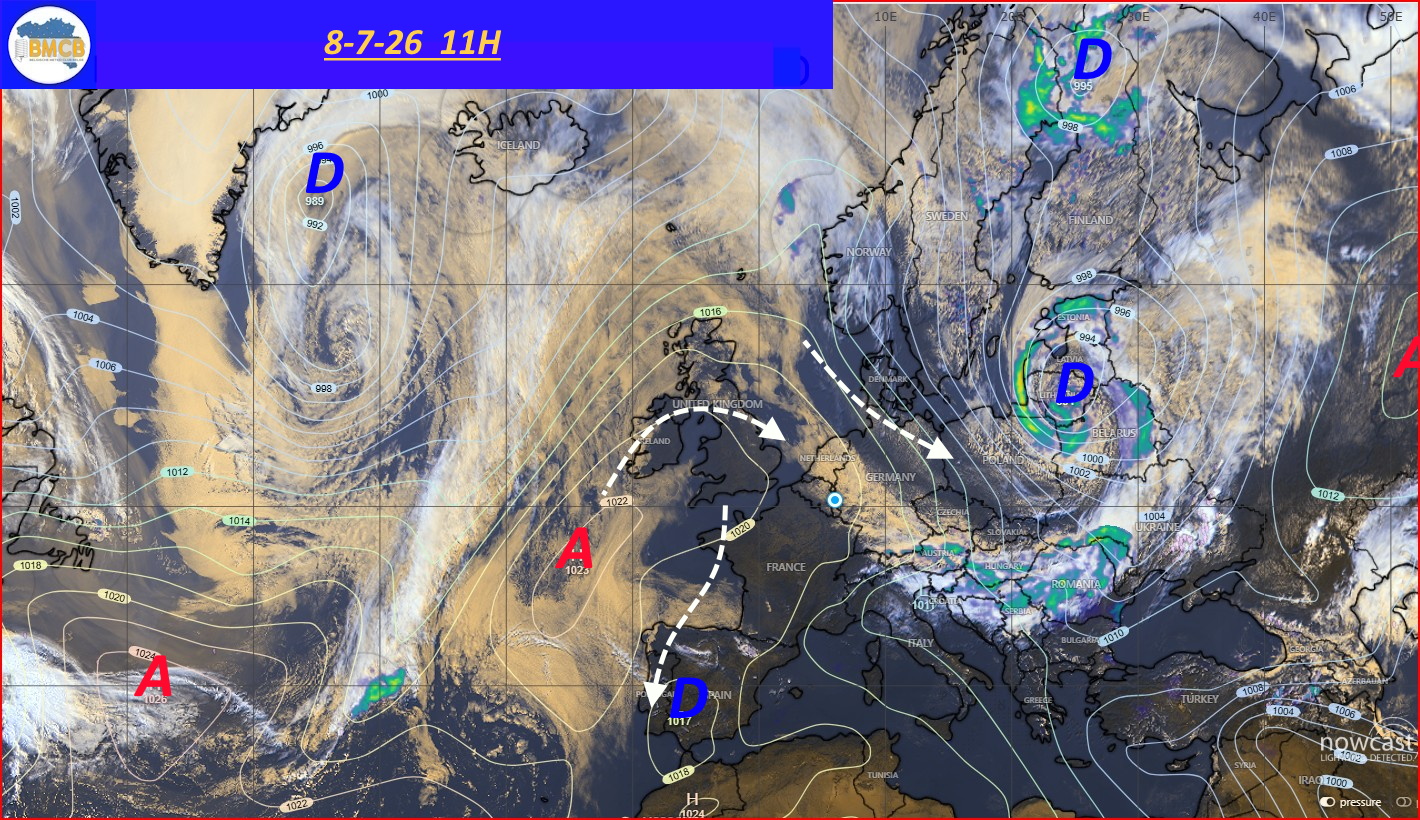 Photo satellite de ce jour (11h) - Sateliet foto van de dag (11u)