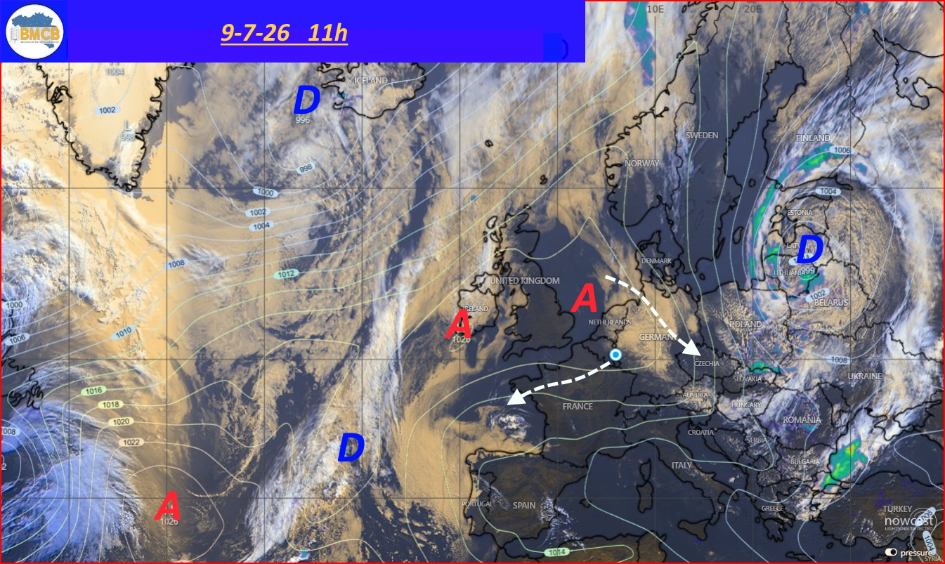 Photo satellite de ce jour (11h) - Sateliet foto van de dag (11u)