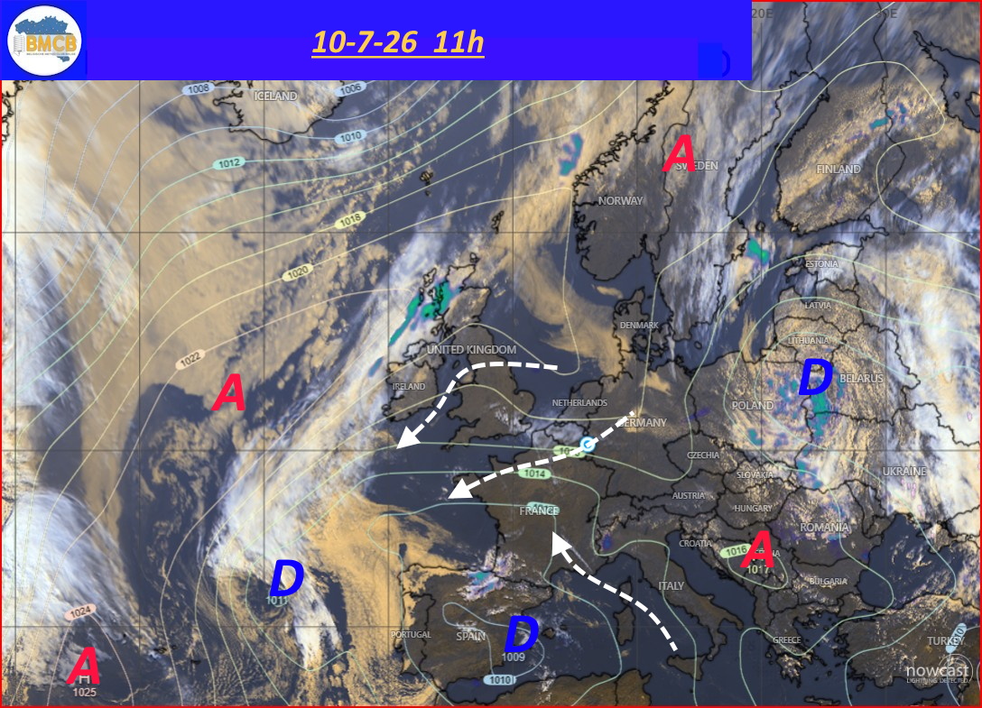 Photo satellite de ce jour (11h) - Sateliet foto van de dag (11u)