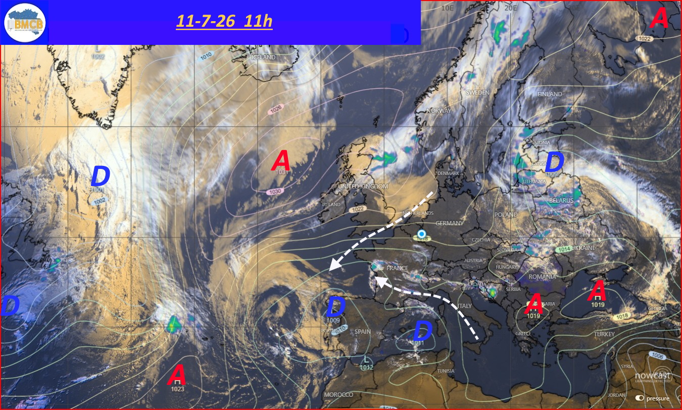 Photo satellite de ce jour (11h) - Sateliet foto van de dag (11u)