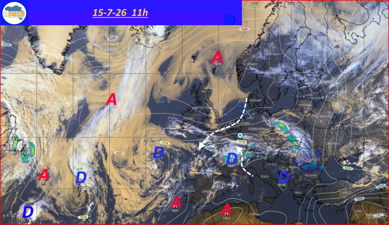 Photo satellite de ce jour (11h) - Sateliet foto van de dag (11u)