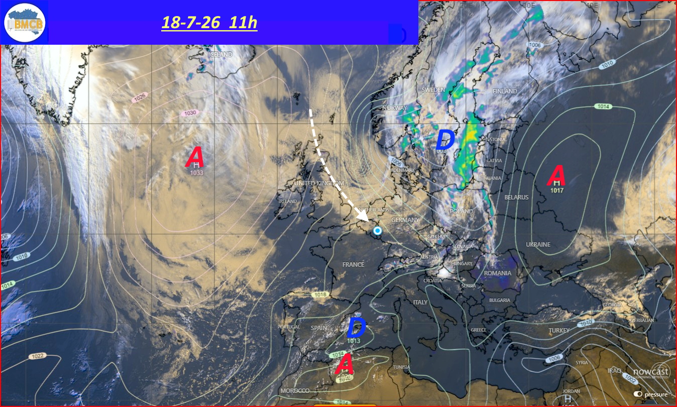 Photo satellite de ce jour (11h) - Sateliet foto van de dag (11u)