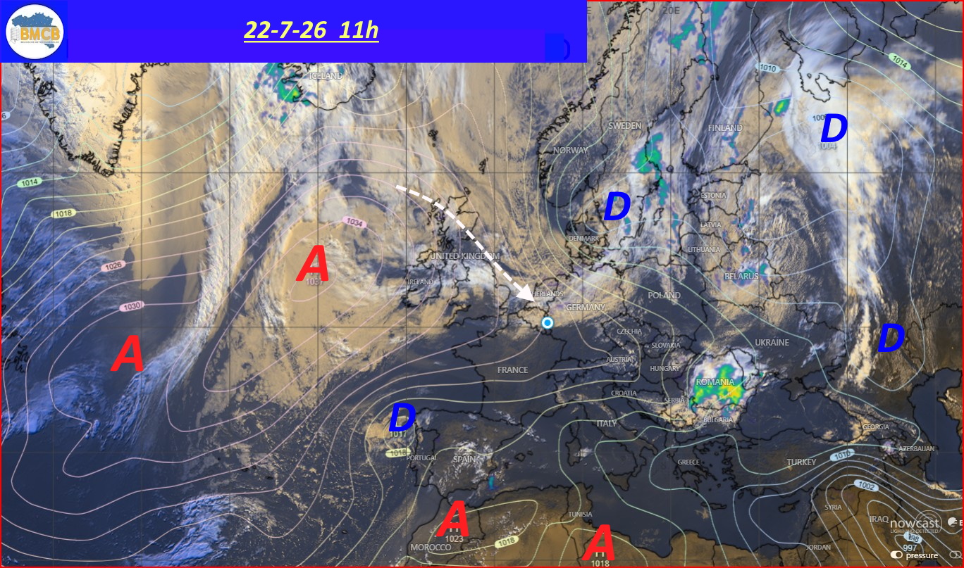 Photo satellite de ce jour (11h) - Sateliet foto van de dag (11u)
