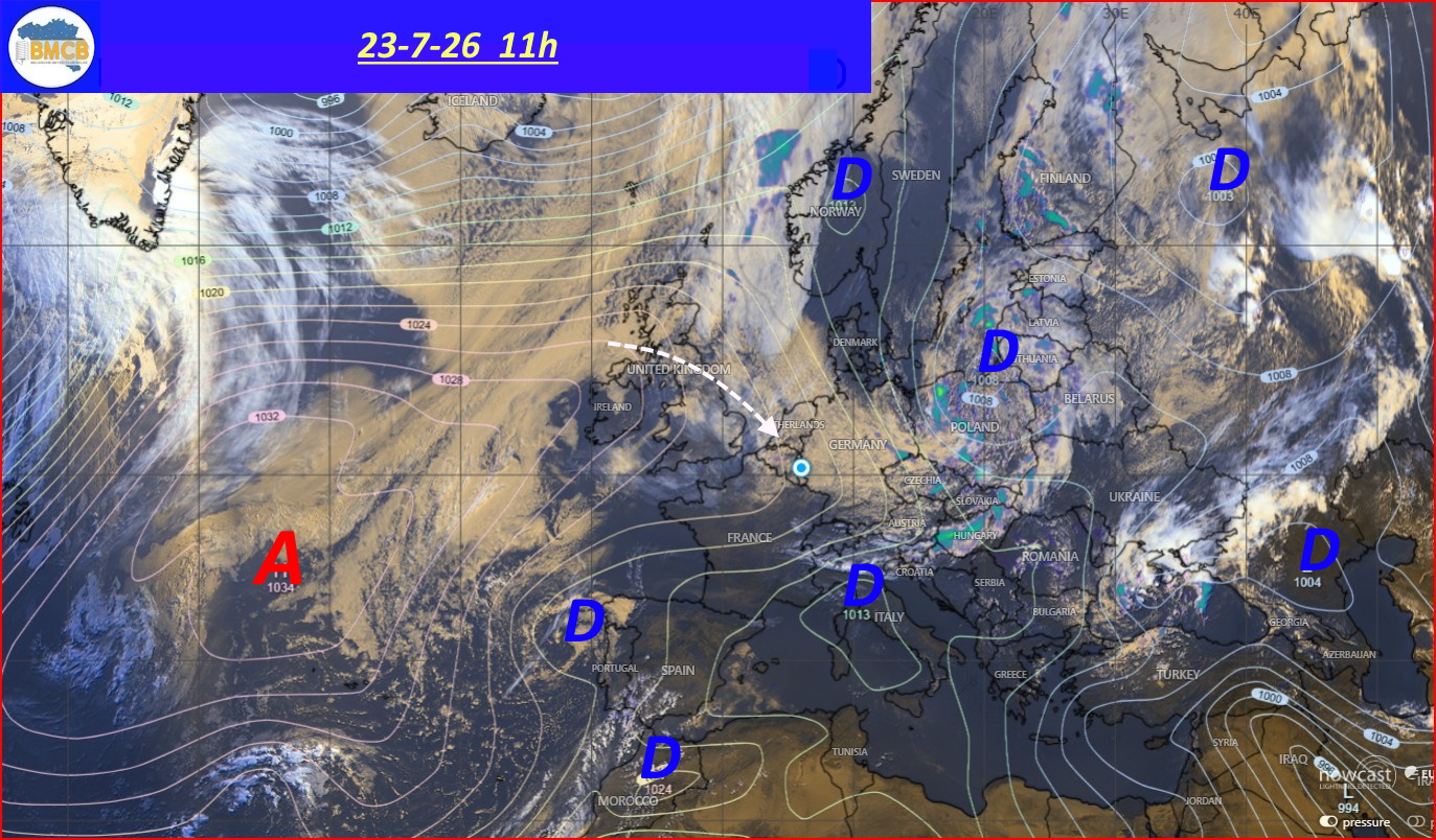 Photo satellite de ce jour (11h) - Sateliet foto van de dag (11u)