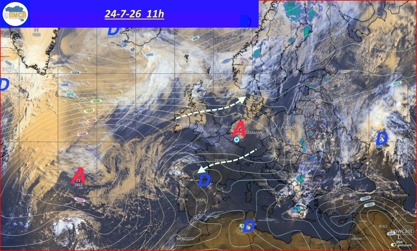 Photo satellite de ce jour (11h) - Sateliet foto van de dag (11u)
