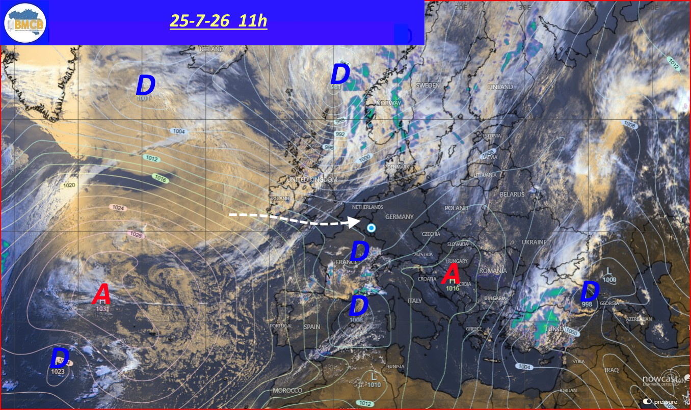 Photo satellite de ce jour (11h) - Sateliet foto van de dag (11u)