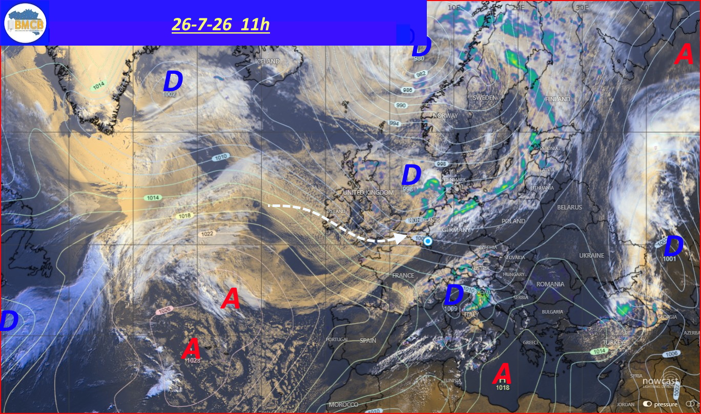Photo satellite de ce jour (11h) - Sateliet foto van de dag (11u)