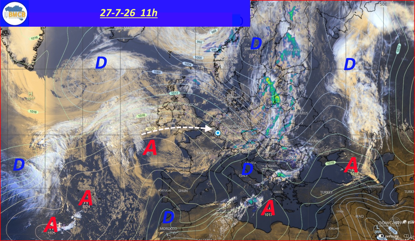 Photo satellite de ce jour (11h) - Sateliet foto van de dag (11u)