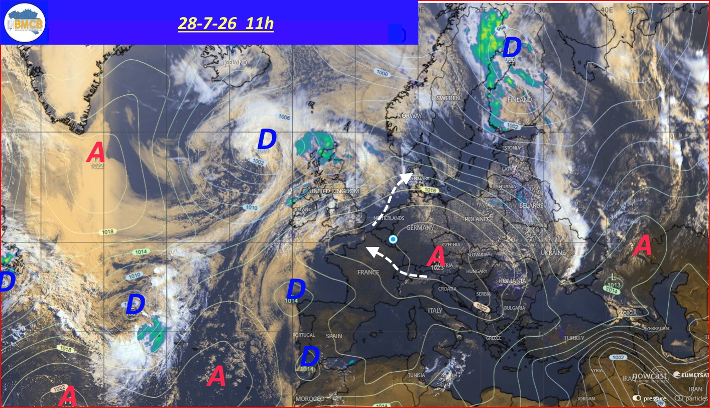 Photo satellite de ce jour (11h) - Sateliet foto van de dag (11u)