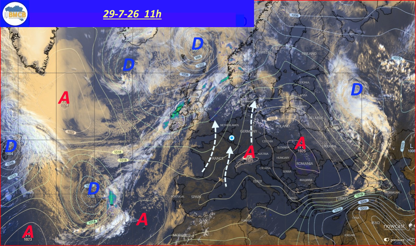 Photo satellite de ce jour (11h) - Sateliet foto van de dag (11u)