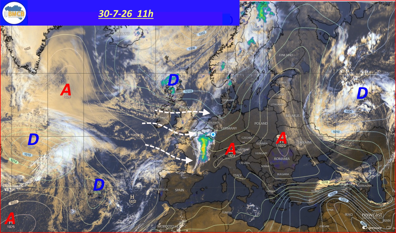Photo satellite de ce jour (11h) - Sateliet foto van de dag (11u)