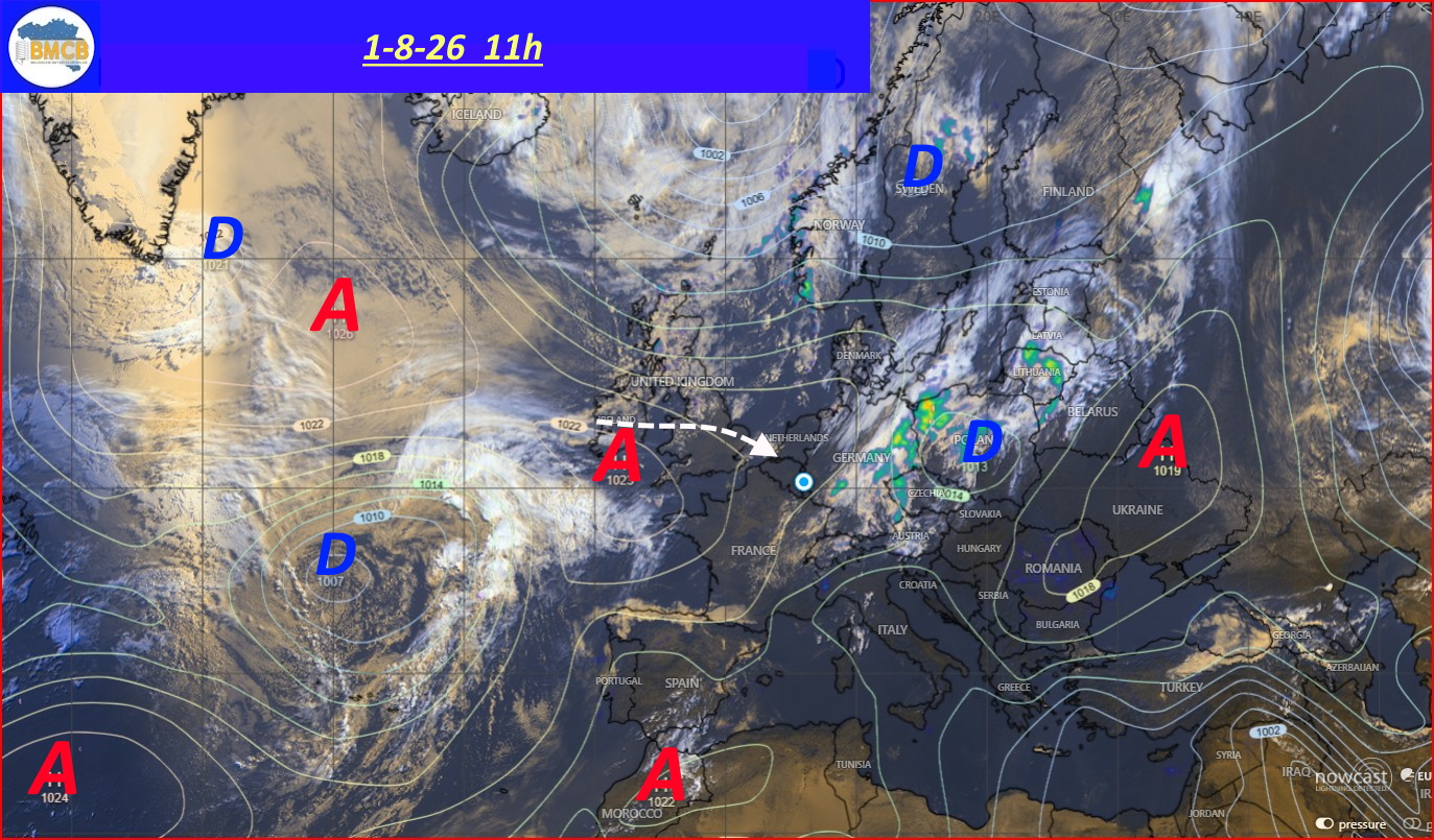 Photo satellite de ce jour (11h) - Sateliet foto van de dag (11u)