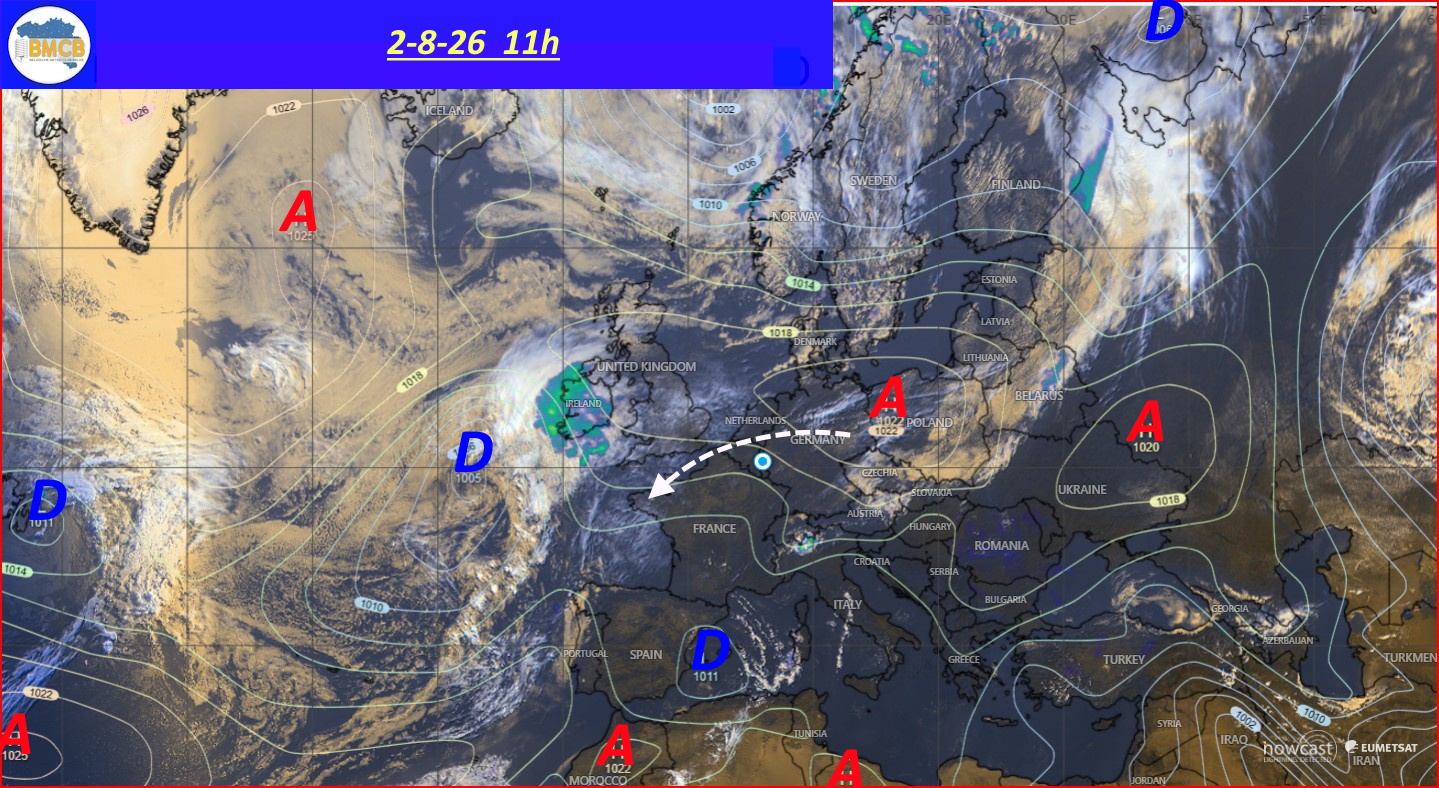 Photo satellite de ce jour (11h) - Sateliet foto van de dag (11u)