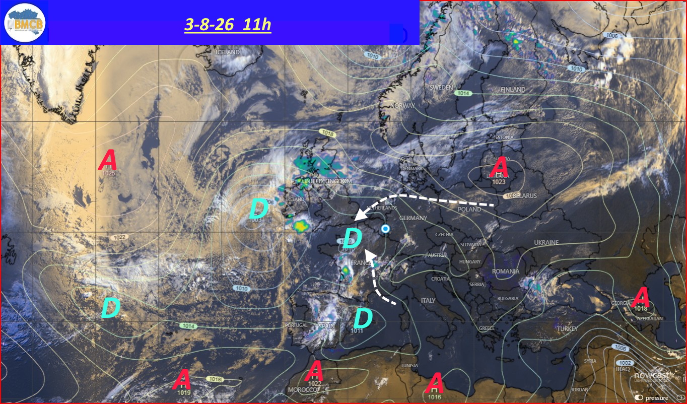 Photo satellite de ce jour (11h) - Sateliet foto van de dag (11u)