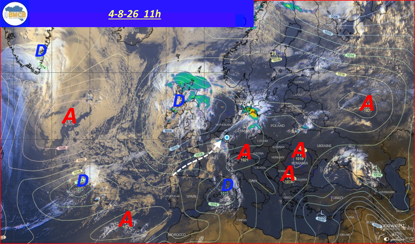 Photo satellite de ce jour (11h) - Sateliet foto van de dag (11u)