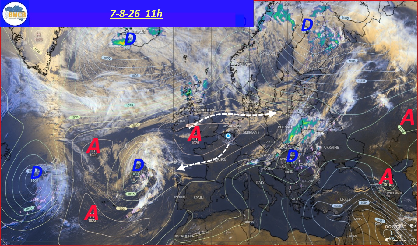 Photo satellite de ce jour (11h) - Sateliet foto van de dag (11u)
