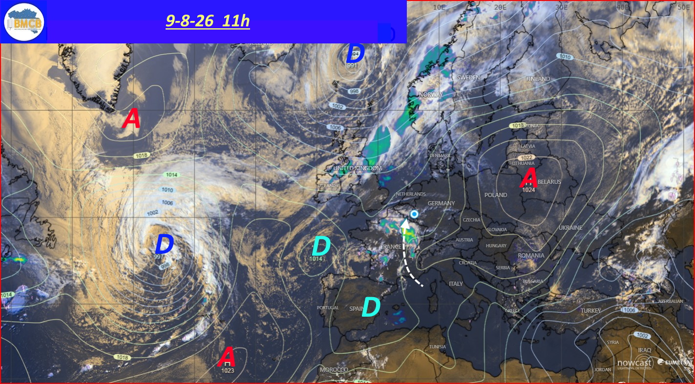 Photo satellite de ce jour (11h) - Sateliet foto van de dag (11u)